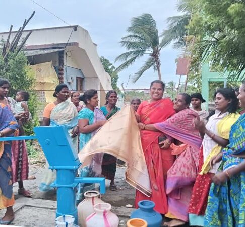 Dedication of borewell at K village.