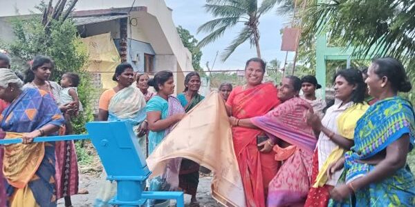Dedication of borewell at K village.