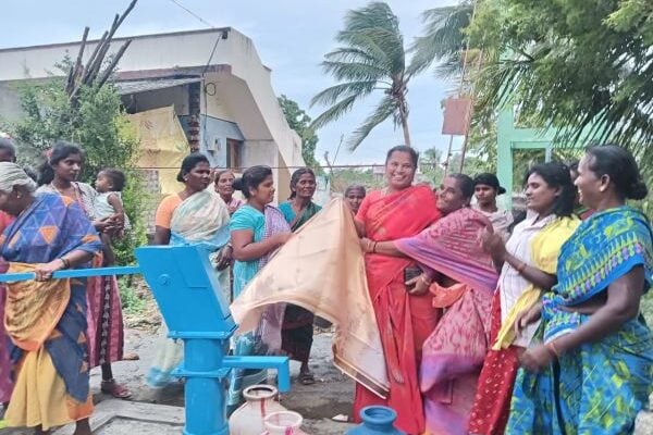 Dedication of borewell at K village.