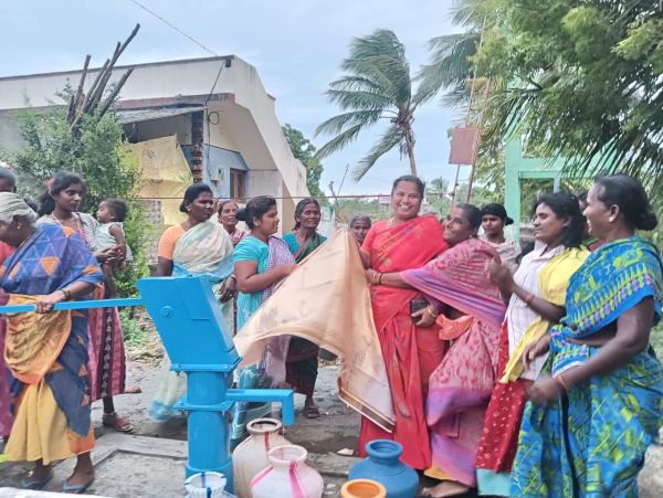 Dedication of borewell at K village.